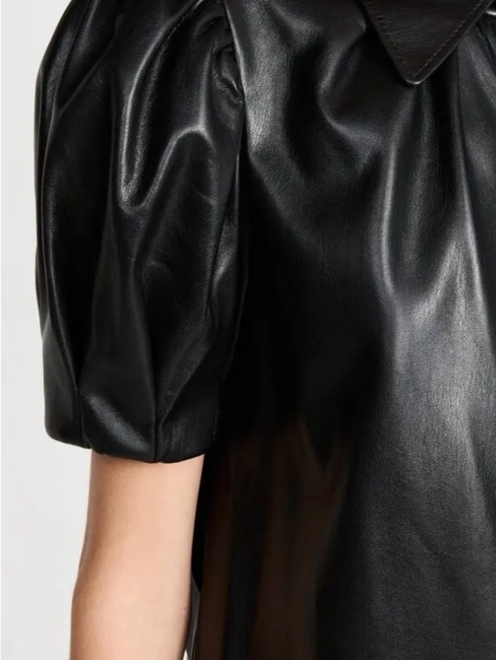Alice + Olivia Jem Vegan Leather Puff Sleeve Mini Dress Black Size S - Picture 6 of 15